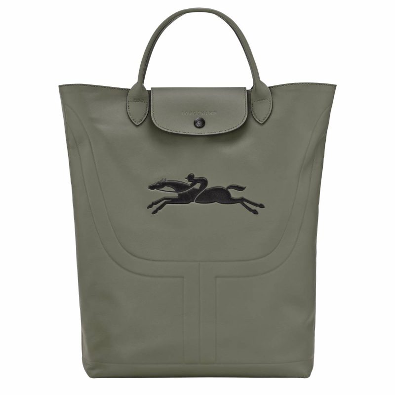 Longchamp Le Pliage Xtra M Boots Bag Khaki - Leather Women Leather Bags Khaki