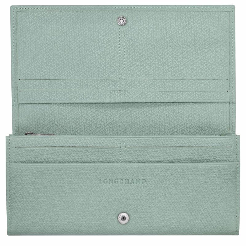 Longchamp Le Roseau Flap Wallet Celadon - Leather Celadon Women Leather Wallets - Image 2