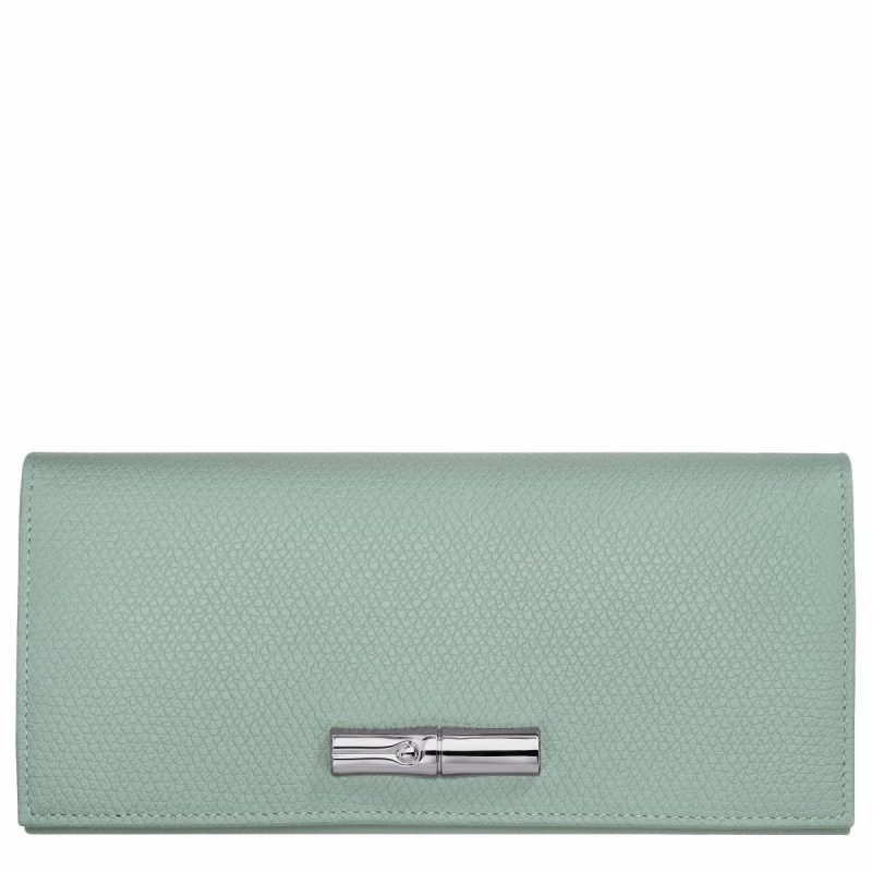 Longchamp Le Roseau Flap Wallet Celadon - Leather Celadon Women Leather Wallets