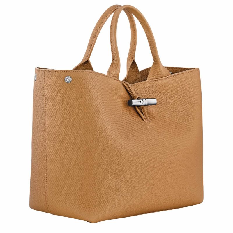 Longchamp Le Roseau L Handbag Walnut - Leather Women Leather Bags Walnut - Image 3
