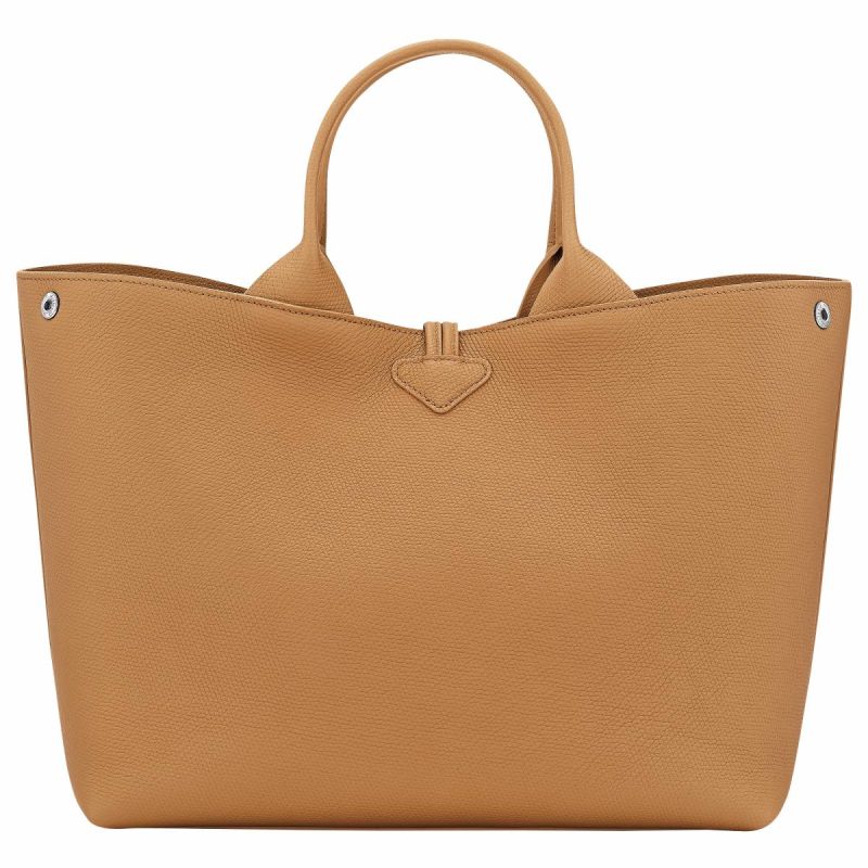 Longchamp Le Roseau L Handbag Walnut - Leather Women Leather Bags Walnut - Image 4