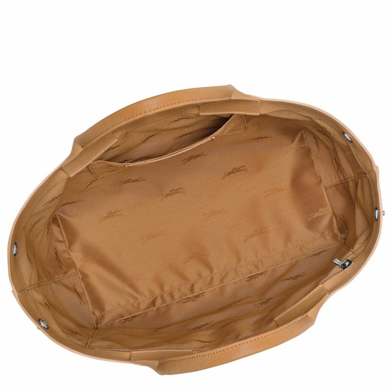 Longchamp Le Roseau L Handbag Walnut - Leather Women Leather Bags Walnut - Image 5