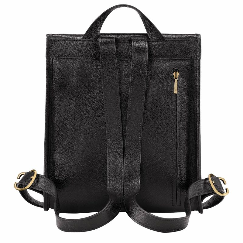 Longchamp Leather Bags Le Foulonné Backpack Black - Leather Black Women - Image 4