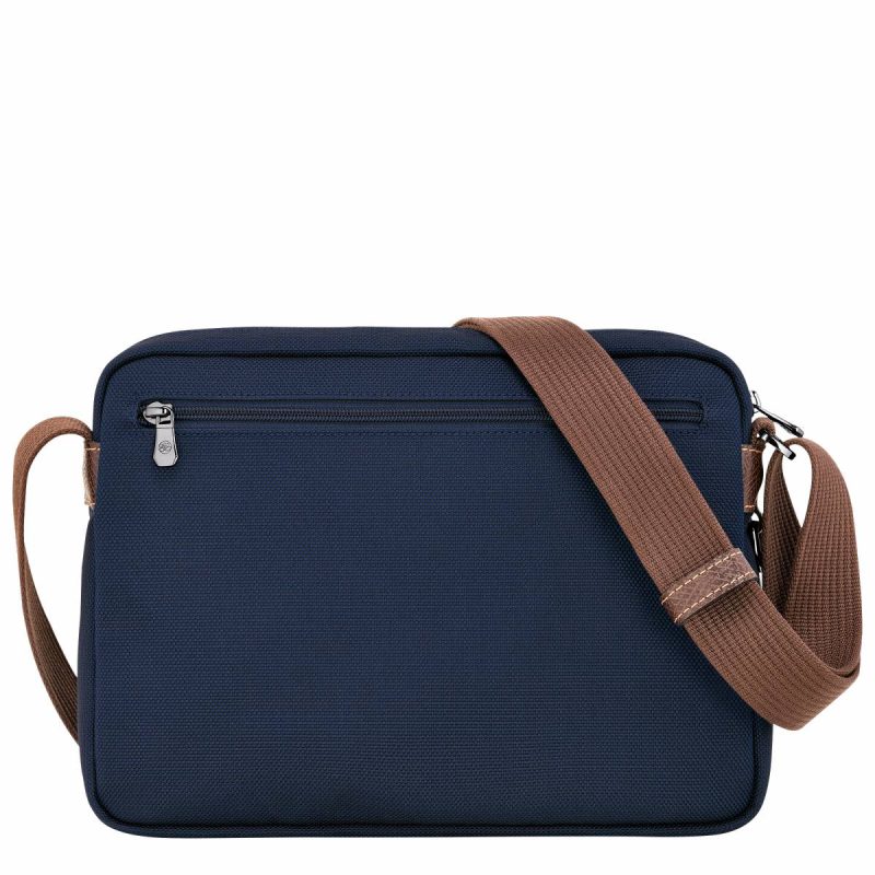 Longchamp Men Boxford M Camera Bag Blue - Recycled Canvas Crossbody Bags Blue - Image 3