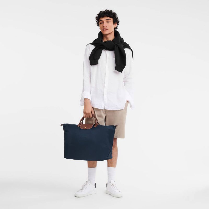 Longchamp Navy Women Travel Bags Le Pliage Original L Travel Bag Navy - Recycled Canvas