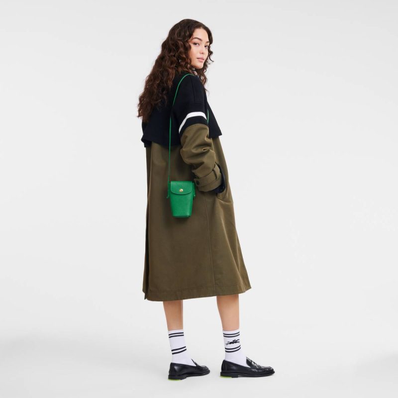 Longchamp Phone Cases Women Green Épure Phone Case With Leather Lace Green - Leather - Image 2