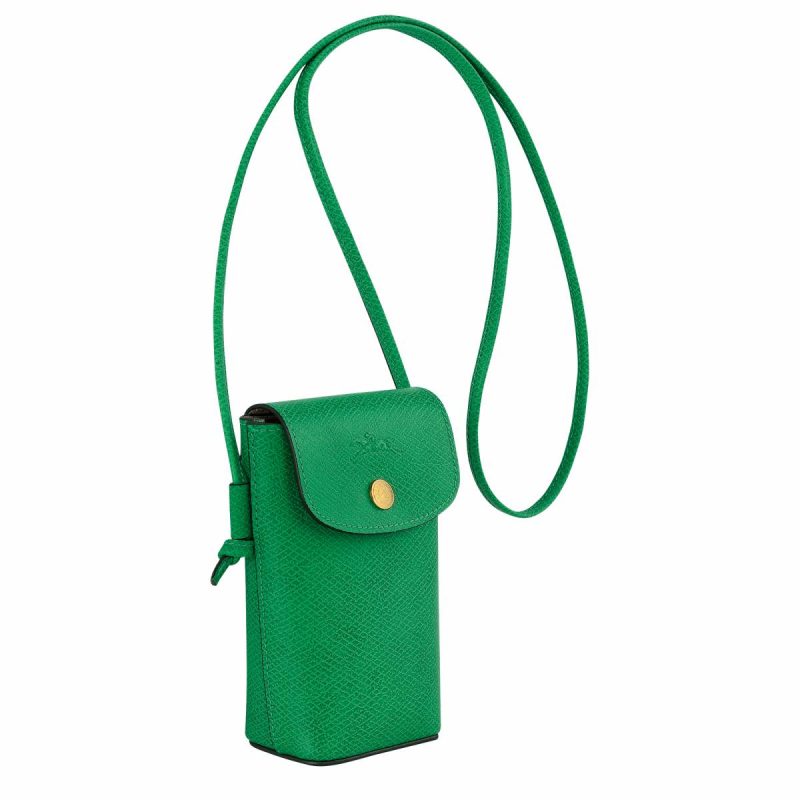 Longchamp Phone Cases Women Green Épure Phone Case With Leather Lace Green - Leather - Image 3