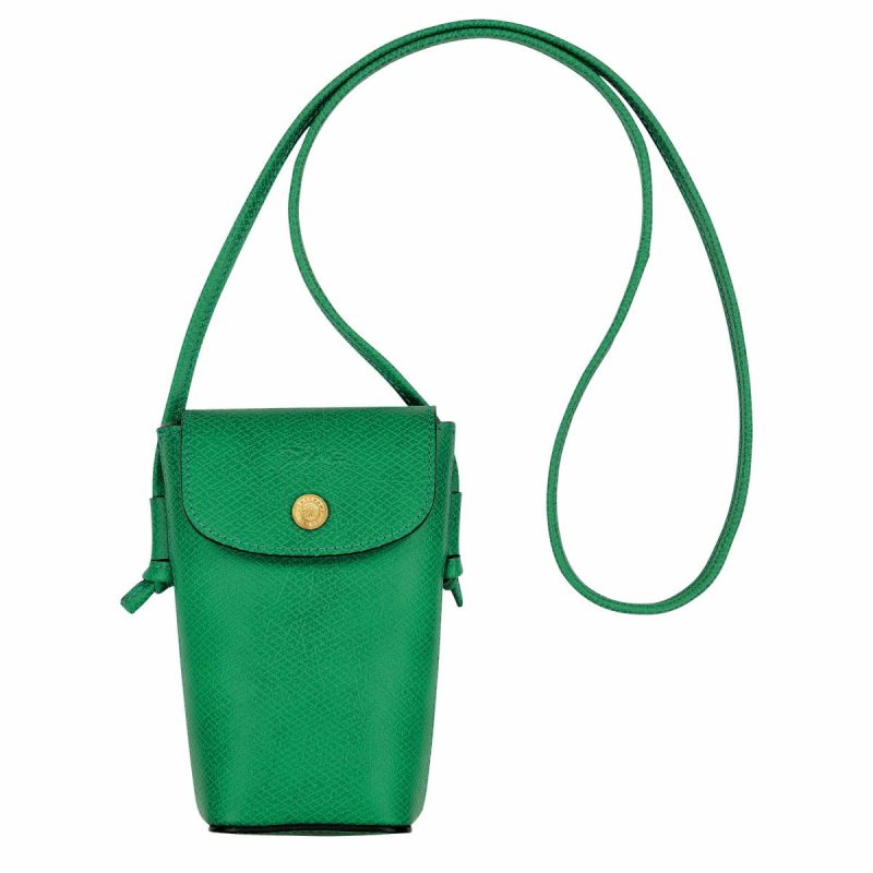 Longchamp Phone Cases Women Green Épure Phone Case With Leather Lace Green - Leather