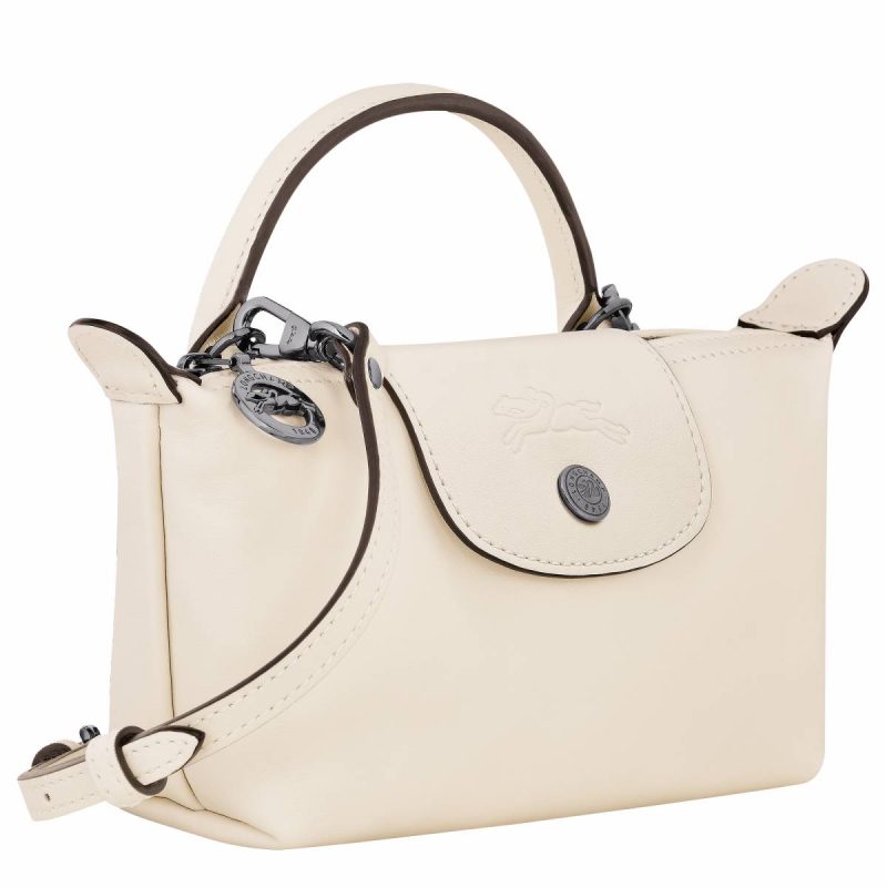 Longchamp Women Ecru Le Pliage Xtra Xs Pouch Ecru - Leather Leather Bags - Image 3