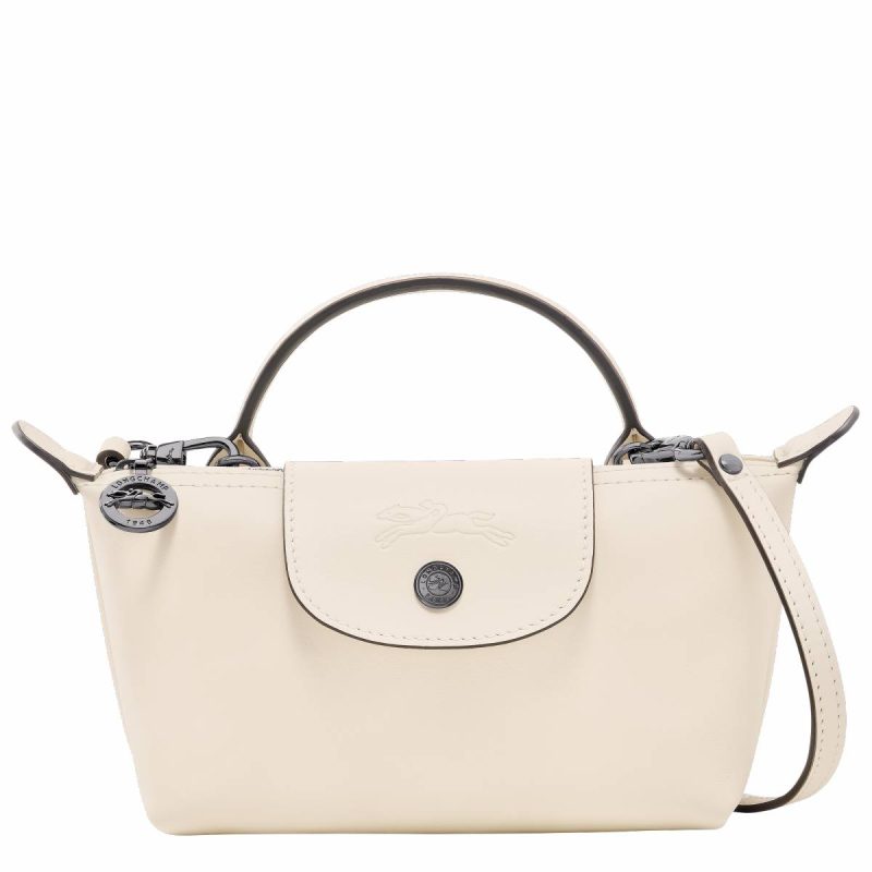 Longchamp Women Ecru Le Pliage Xtra Xs Pouch Ecru - Leather Leather Bags