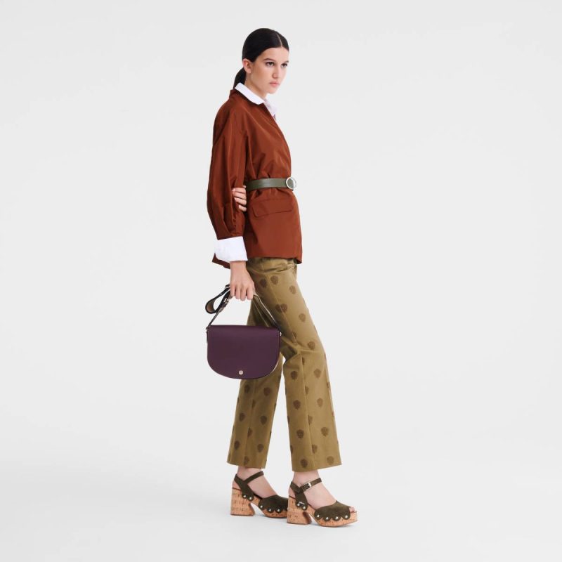 Longchamp Women Eggplant Épure M Crossbody Bag Eggplant - Leather Leather Bags - Image 2