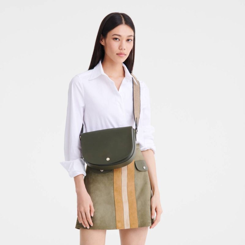 Longchamp Women Épure M Crossbody Bag Khaki - Leather Leather Bags Khaki - Image 2