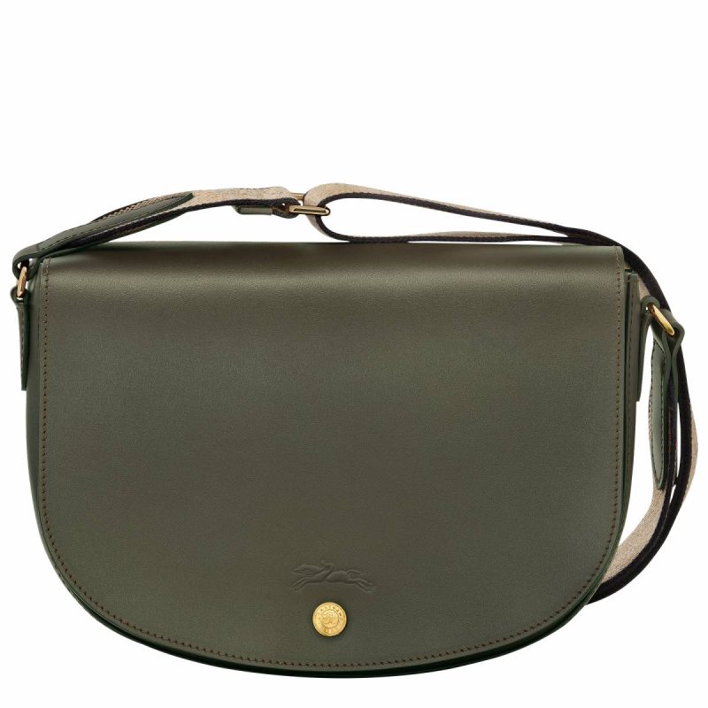 Longchamp Women Épure M Crossbody Bag Khaki - Leather Leather Bags Khaki