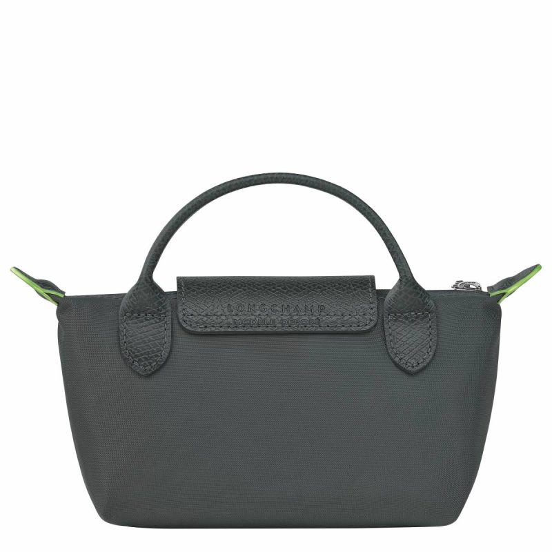Longchamp Women Graphite Le Pliage Green Pouch With Handle Graphite - Recycled Canvas Pouches & Cases - Image 3