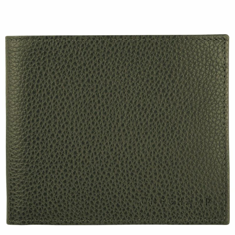 Longchamp Women Khaki Le Foulonné Wallet Khaki - Leather Leather Wallets