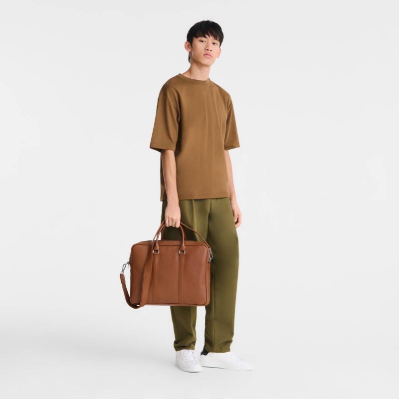 Longchamp Women Leather Bags Le Foulonné M Briefcase Caramel - Leather Caramel - Image 2