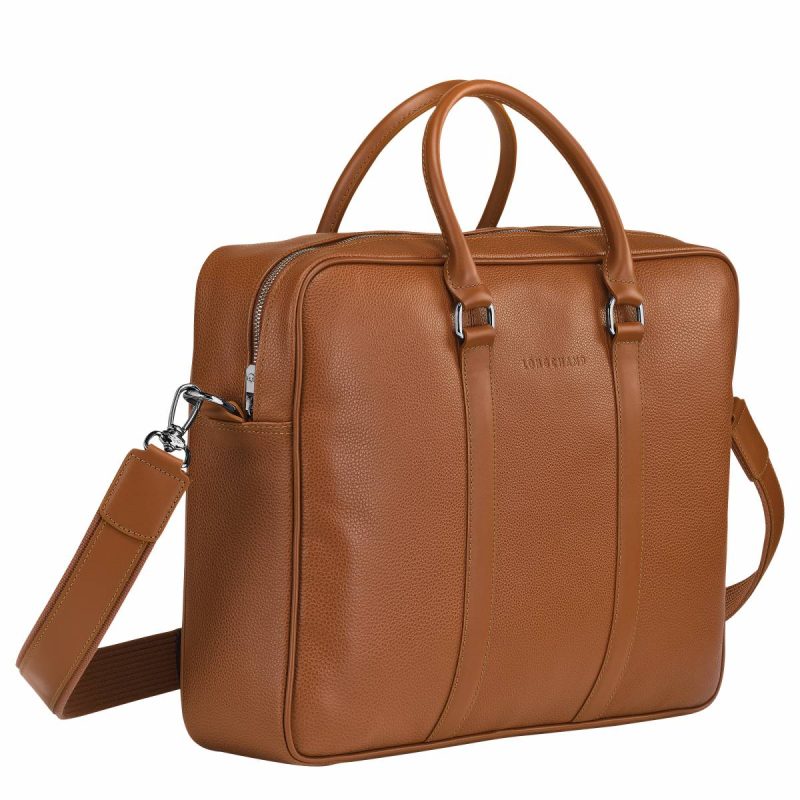 Longchamp Women Leather Bags Le Foulonné M Briefcase Caramel - Leather Caramel - Image 3