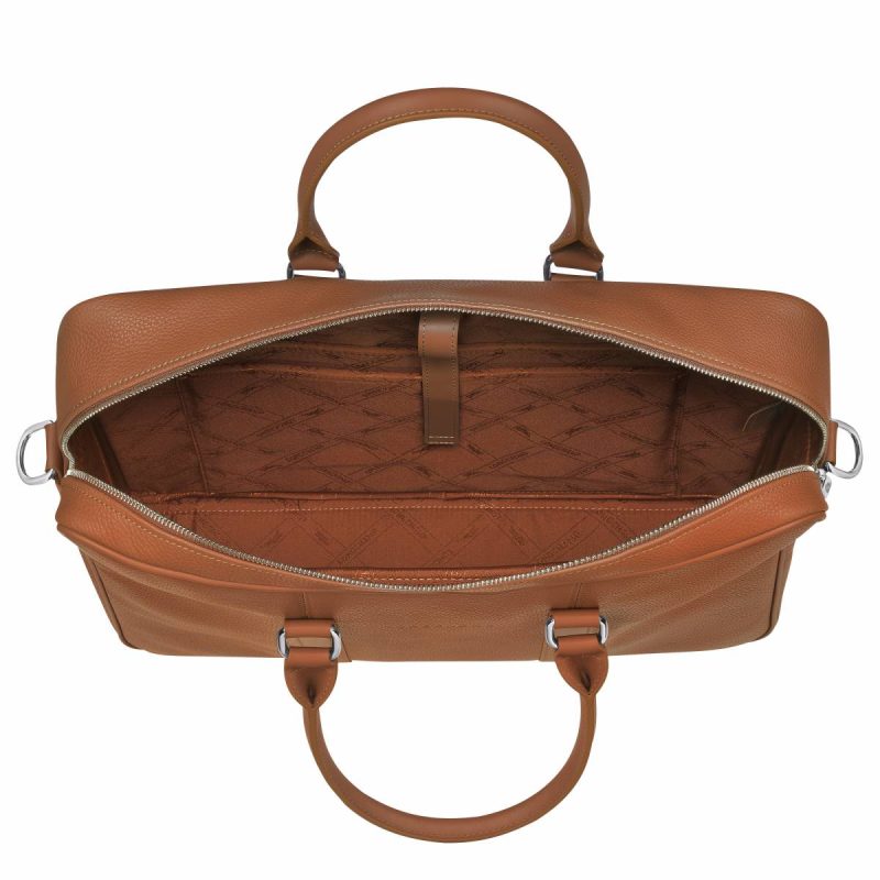 Longchamp Women Leather Bags Le Foulonné M Briefcase Caramel - Leather Caramel - Image 5