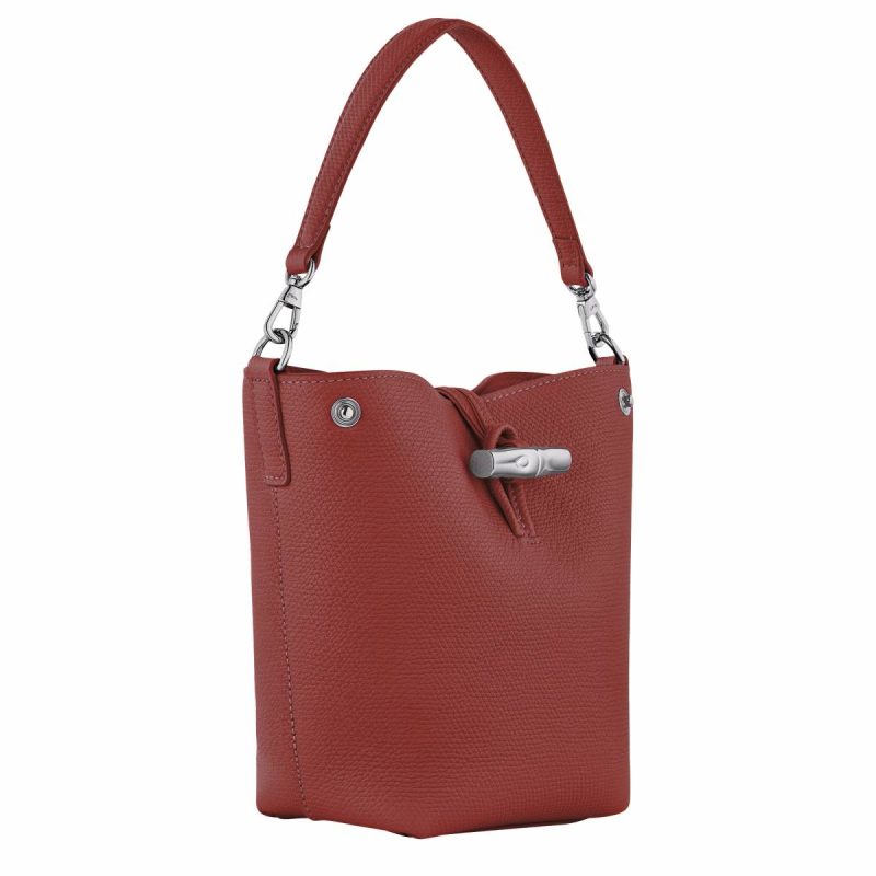 Longchamp Women Leather Bags Le Roseau Xs Bucket Bag Chestnut - Leather Chestnut - Image 3