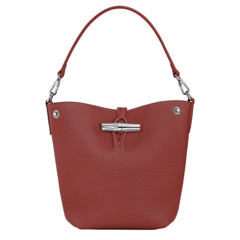 Longchamp Women Leather Bags Le Roseau Xs Bucket Bag Chestnut - Leather Chestnut