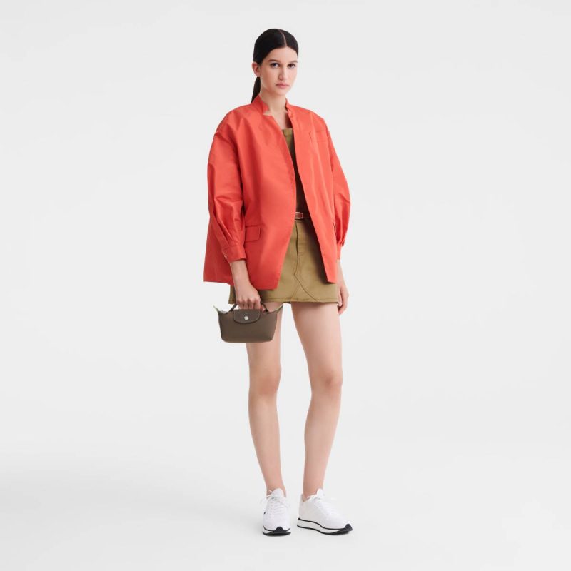 Longchamp Women Pouches & Cases Le Pliage Green Pouch With Handle Terra - Recycled Canvas Terra