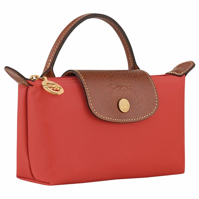 Longchamp Women Pouches & Cases Tomato Le Pliage Original Pouch With Handle Tomato - Recycled Canvas - Image 2