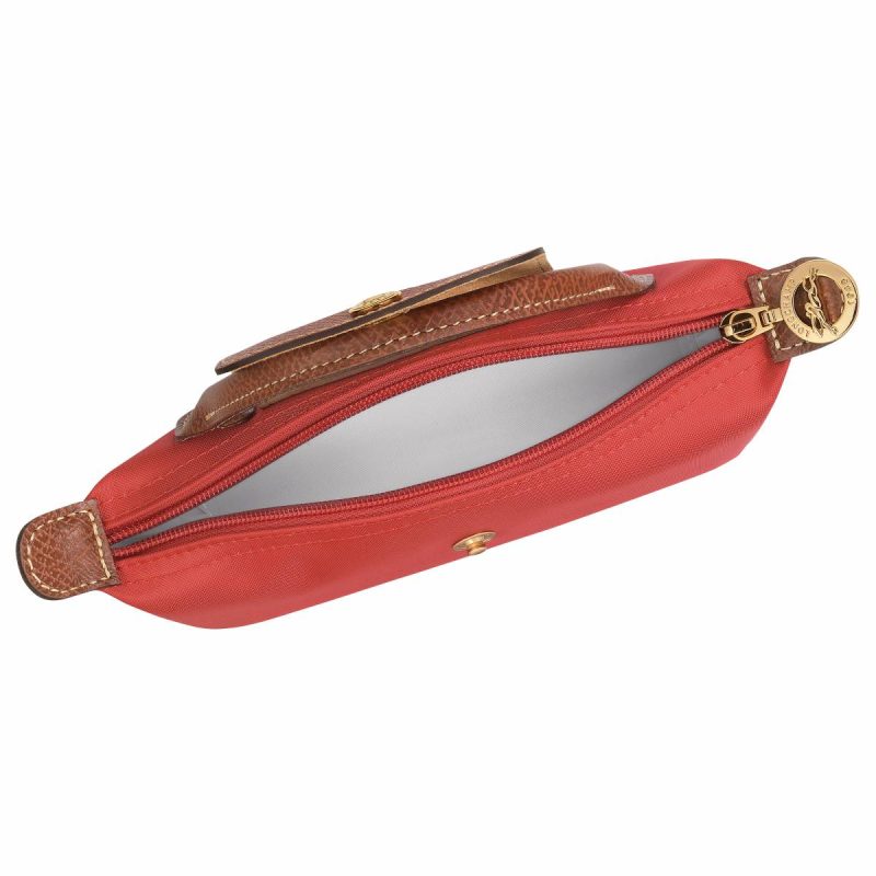 Longchamp Women Pouches & Cases Tomato Le Pliage Original Pouch With Handle Tomato - Recycled Canvas - Image 4