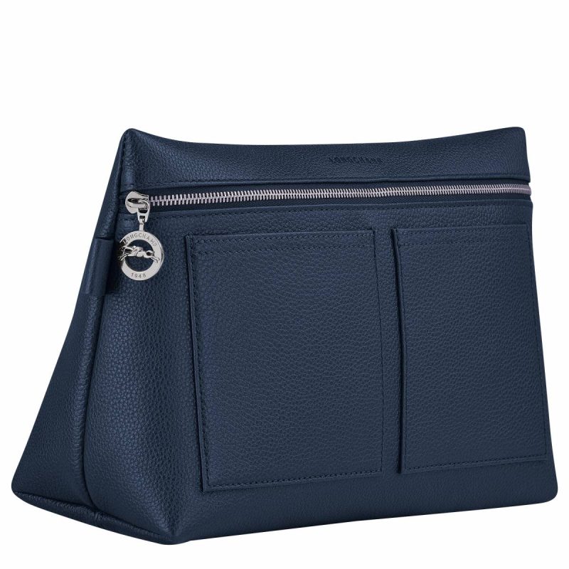 Longchamp Women Toiletry Bags Navy Le Foulonné Toiletry Case Navy - Leather - Image 2