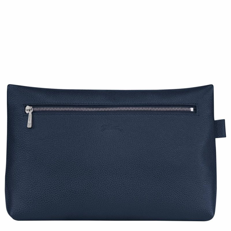 Longchamp Women Toiletry Bags Navy Le Foulonné Toiletry Case Navy - Leather - Image 3