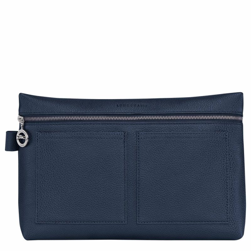 Longchamp Women Toiletry Bags Navy Le Foulonné Toiletry Case Navy - Leather