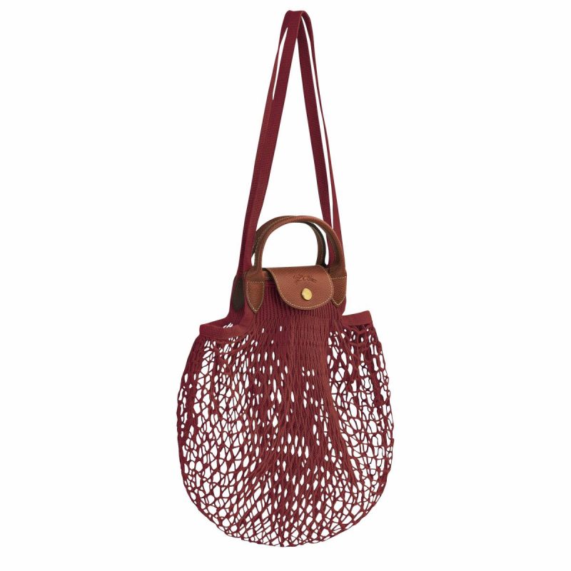 Mahogany Handbags Le Pliage Filet L Mesh Bag Mahogany - Canvas Women Longchamp - Image 3