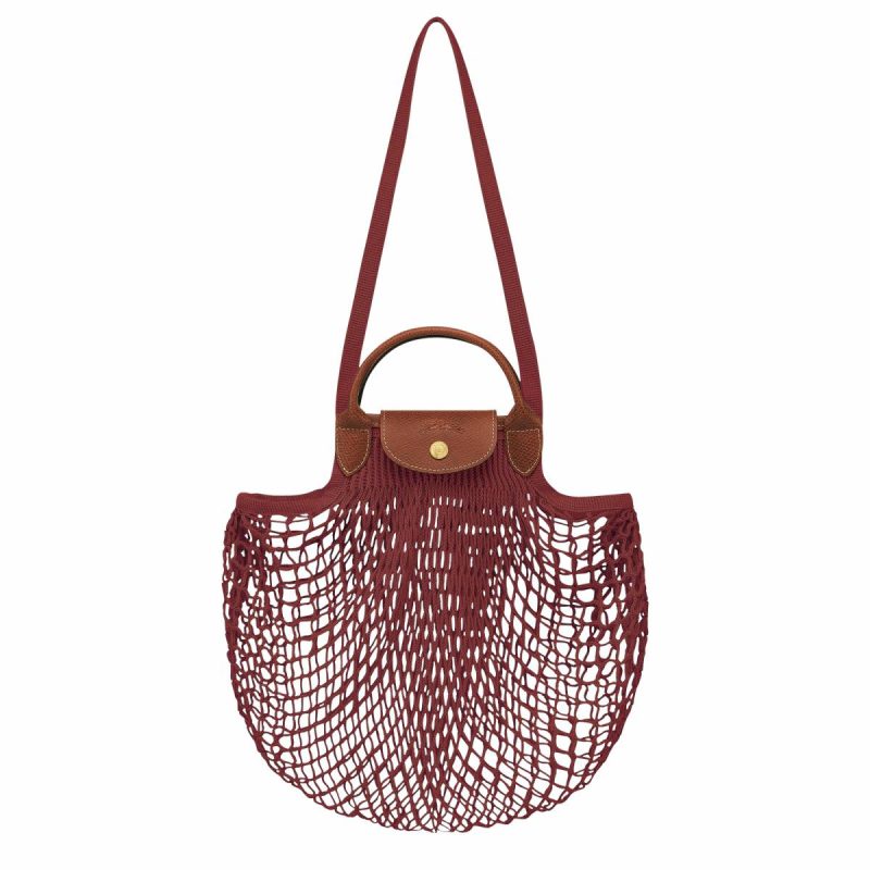 Mahogany Handbags Le Pliage Filet L Mesh Bag Mahogany - Canvas Women Longchamp