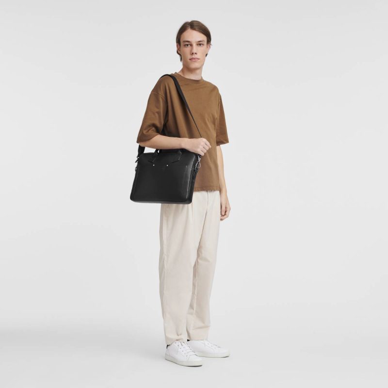 Men Black Longchamp Sur Seine Briefcase Black - Leather Leather Bags - Image 2