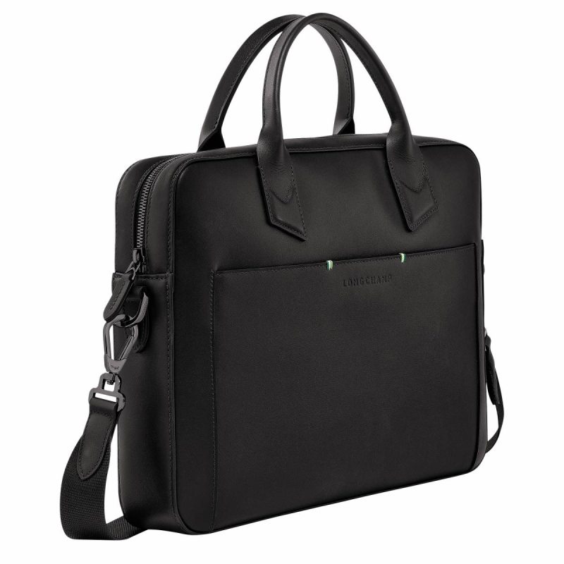 Men Black Longchamp Sur Seine Briefcase Black - Leather Leather Bags - Image 3