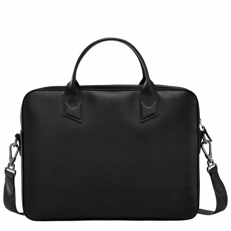 Men Black Longchamp Sur Seine Briefcase Black - Leather Leather Bags - Image 4