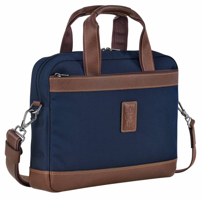 Men Briefcase Blue Longchamp Boxford S Briefcase Blue - Recycled Canvas - Image 2
