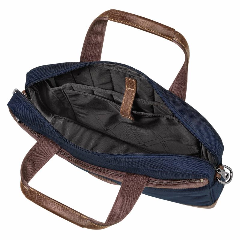 Men Briefcase Blue Longchamp Boxford S Briefcase Blue - Recycled Canvas - Image 4