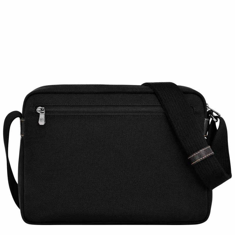 Men Crossbody Bags Black Longchamp Boxford M Camera Bag Black - Recycled Canvas - Image 3