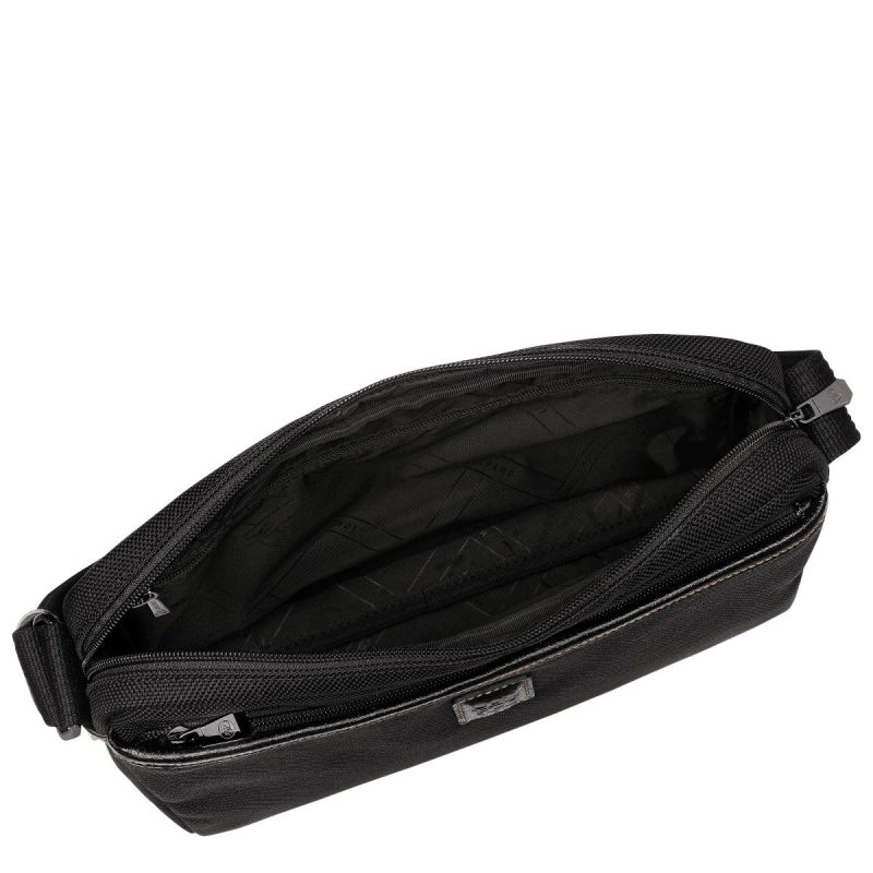 Men Crossbody Bags Black Longchamp Boxford M Camera Bag Black - Recycled Canvas - Image 4