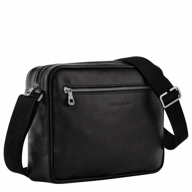 Men Longchamp Leather Bags Le Foulonné M Camera Bag Black - Leather Black - Image 3