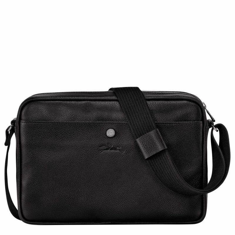 Men Longchamp Leather Bags Le Foulonné M Camera Bag Black - Leather Black - Image 4