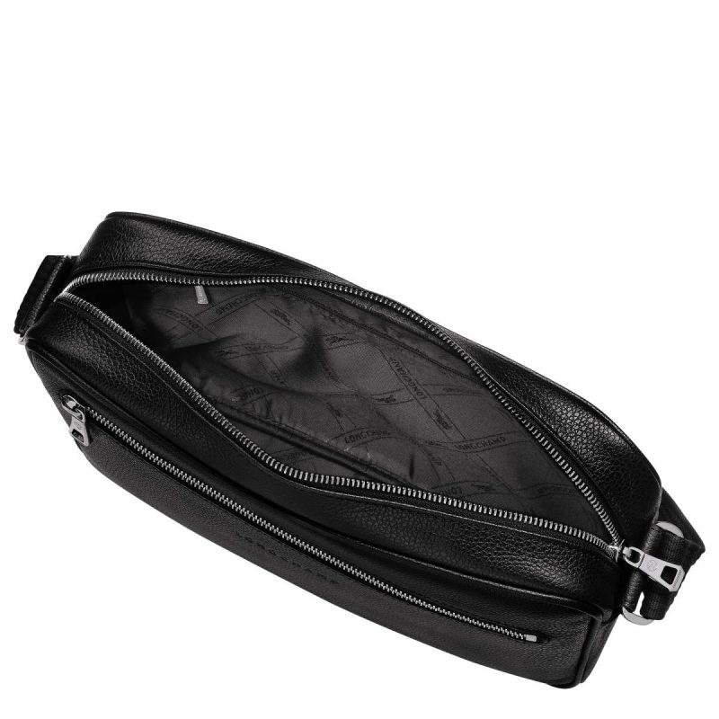 Men Longchamp Leather Bags Le Foulonné M Camera Bag Black - Leather Black - Image 5