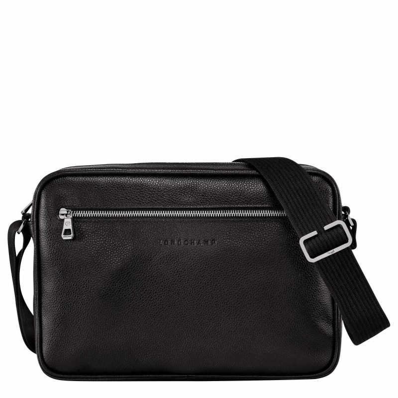 Men Longchamp Leather Bags Le Foulonné M Camera Bag Black - Leather Black