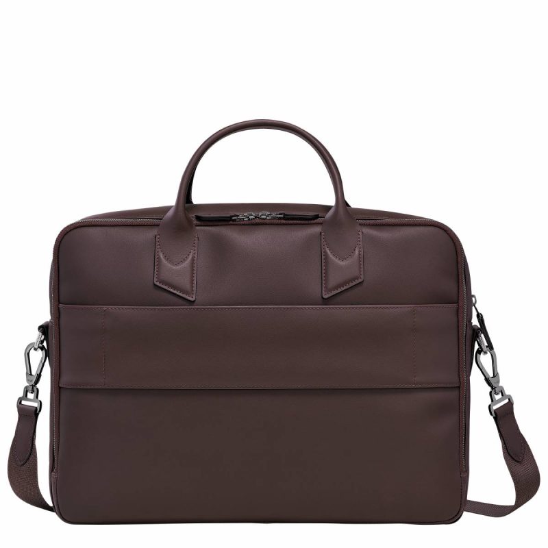 Men Longchamp Sur Seine M Briefcase Mocha - Leather Mocha Leather Bags - Image 4