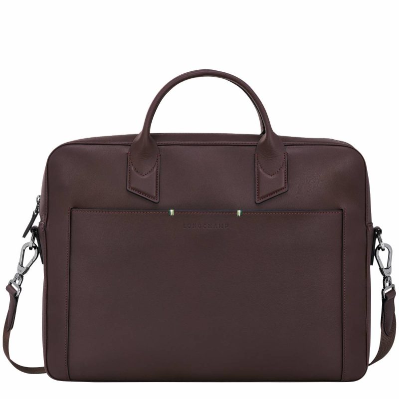 Men Longchamp Sur Seine M Briefcase Mocha - Leather Mocha Leather Bags