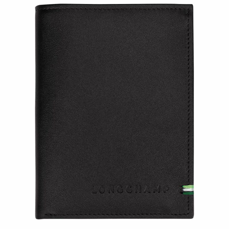 Men Longchamp Sur Seine Wallet Black - Leather Black Leather Wallets