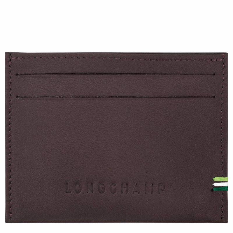 Mocha Cardholders & Coin Purses Men Longchamp Sur Seine Card Holder Mocha - Leather