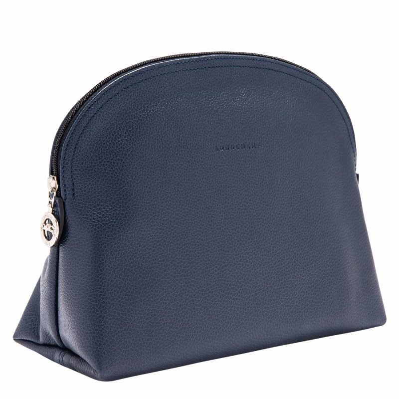 Navy Le Foulonné Toiletry Case Navy - Leather Longchamp Women Toiletry Bags - Image 2