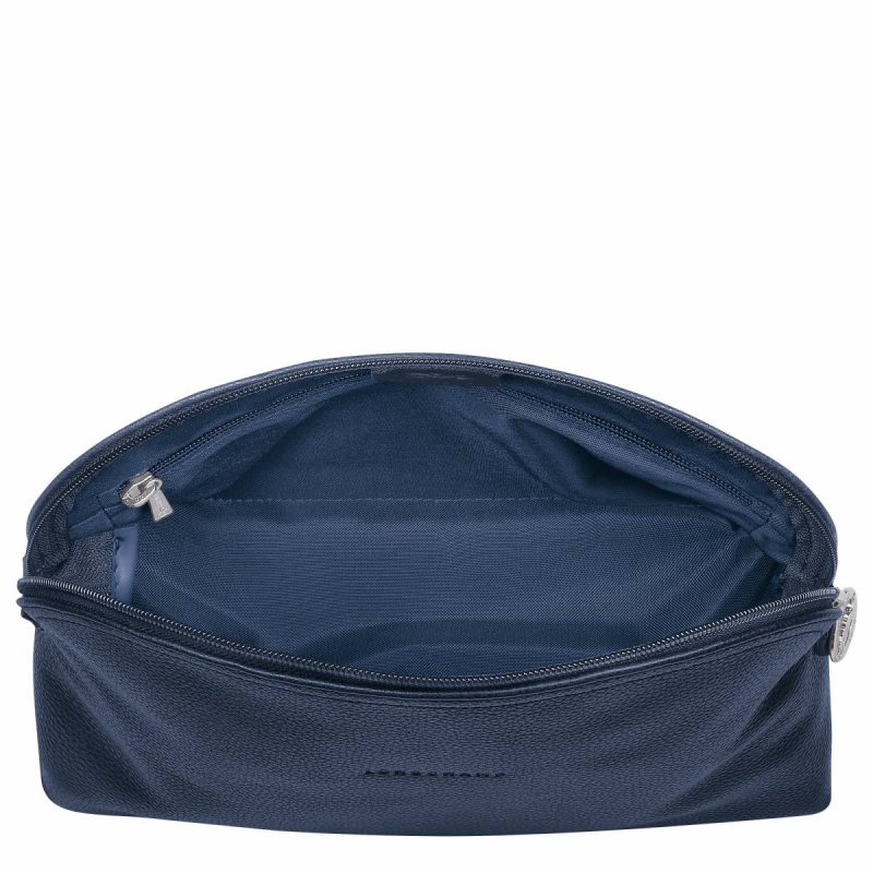 Navy Le Foulonné Toiletry Case Navy - Leather Longchamp Women Toiletry Bags - Image 3