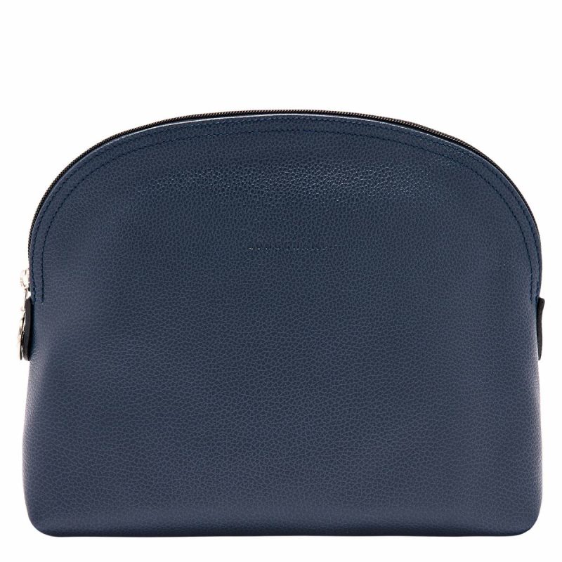 Navy Le Foulonné Toiletry Case Navy - Leather Longchamp Women Toiletry Bags